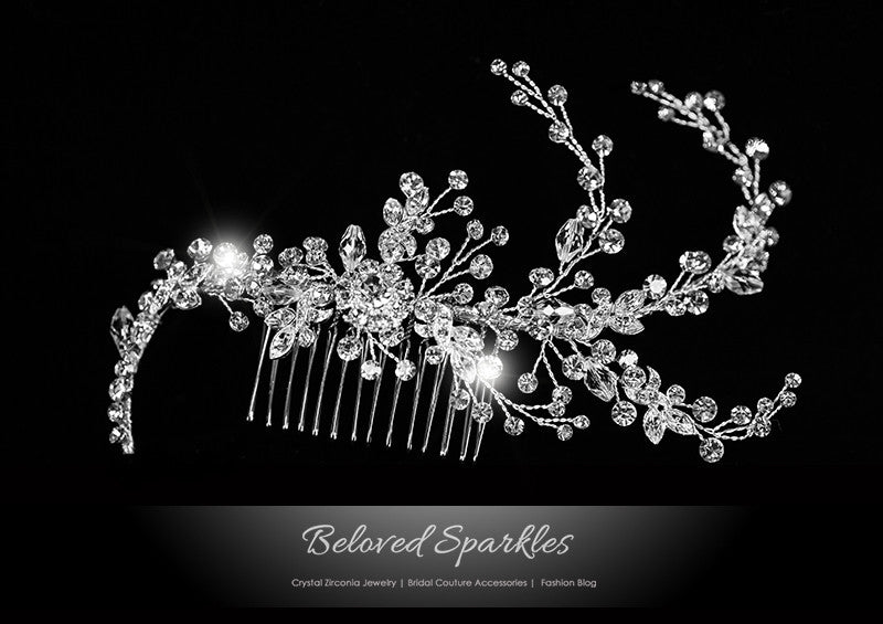 Reina Floral Spray Hair Comb | Swarovski Crystal - Beloved Sparkles
- 1
